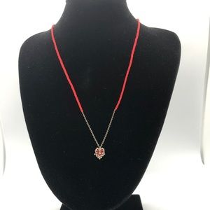 Kalo - soma Red Cord hand beaded Silver choker